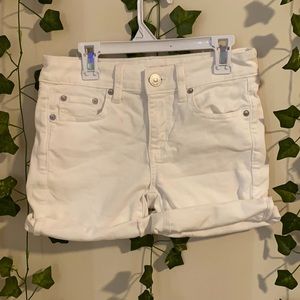 American eagle white denim shorts (size 0)